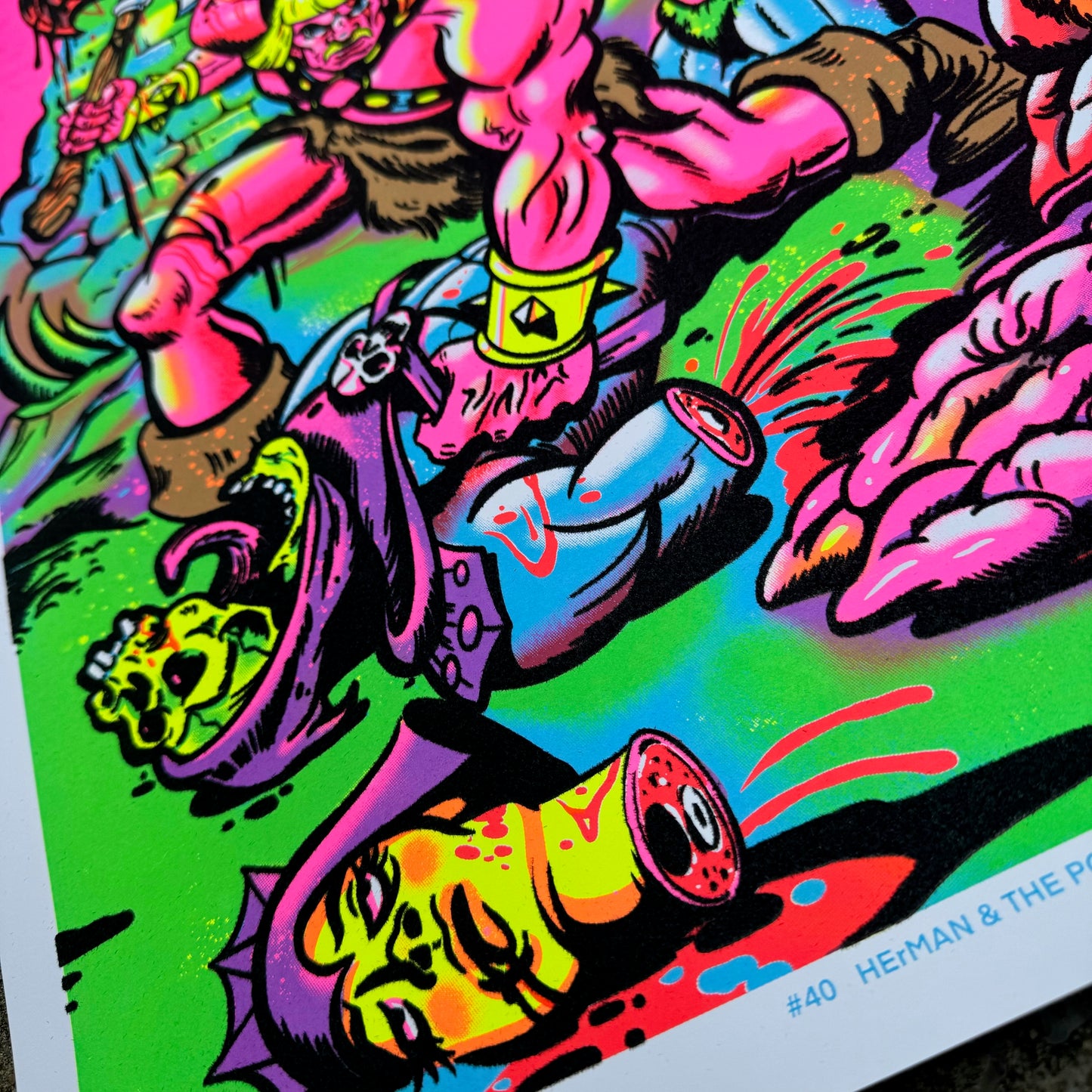 "Herman & the Power of GreenSkull" Blacklight parody print
