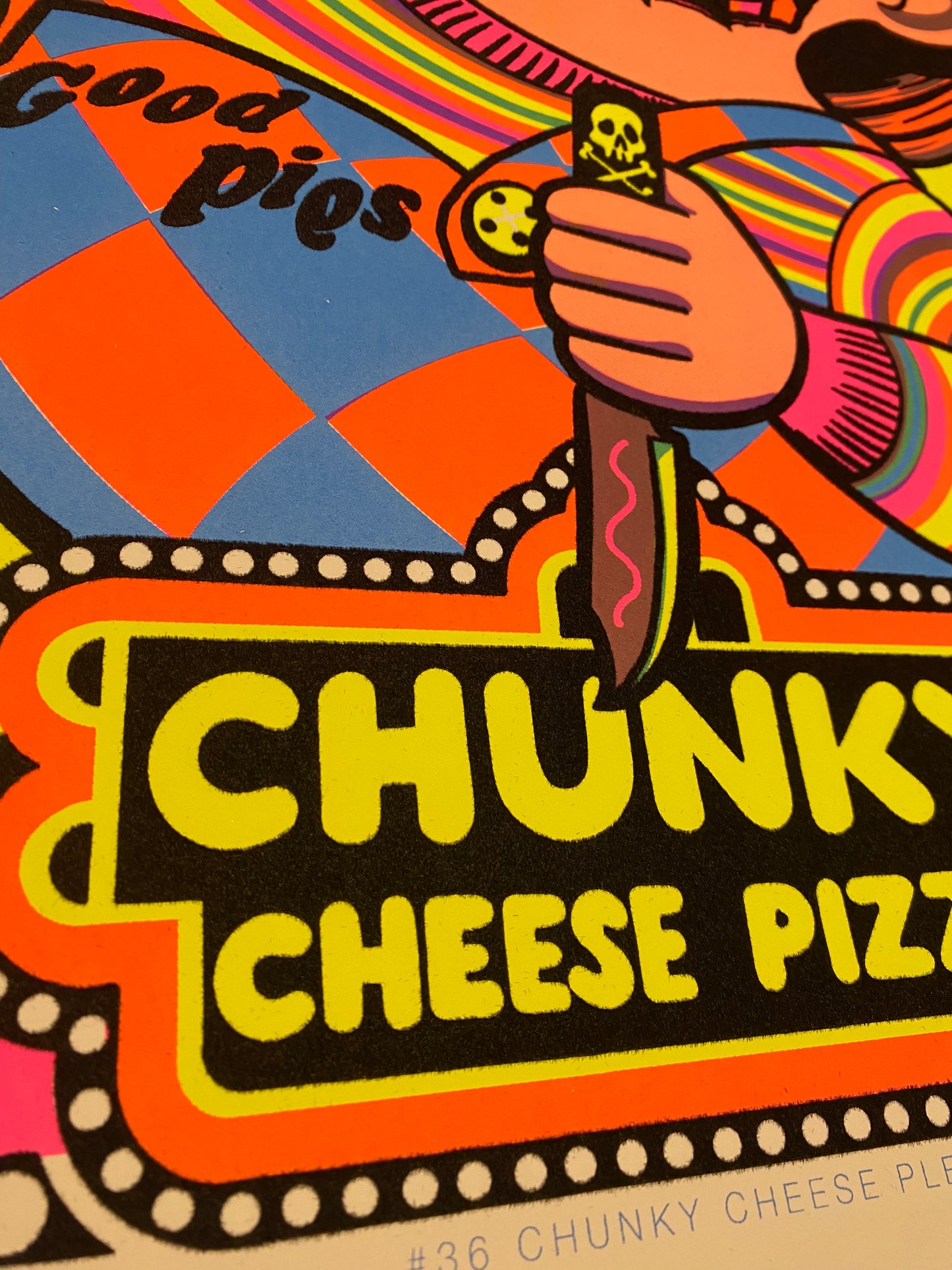 "Chunky Cheese Pizza" BlackLight Parody Print
