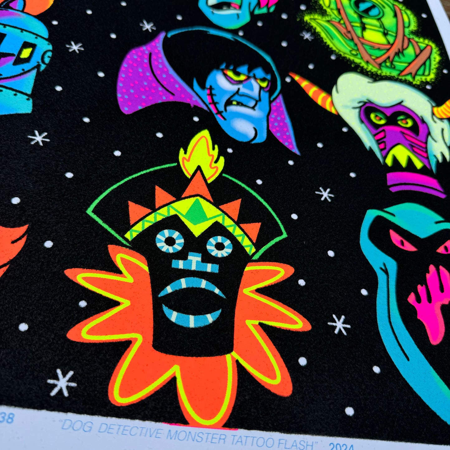 "Dog Detective Monster" Parody Tattoo Flash