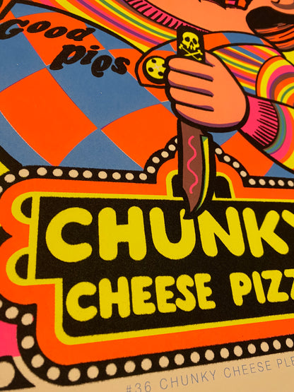 "Chunky Cheese Pizza" BlackLight Parody Print