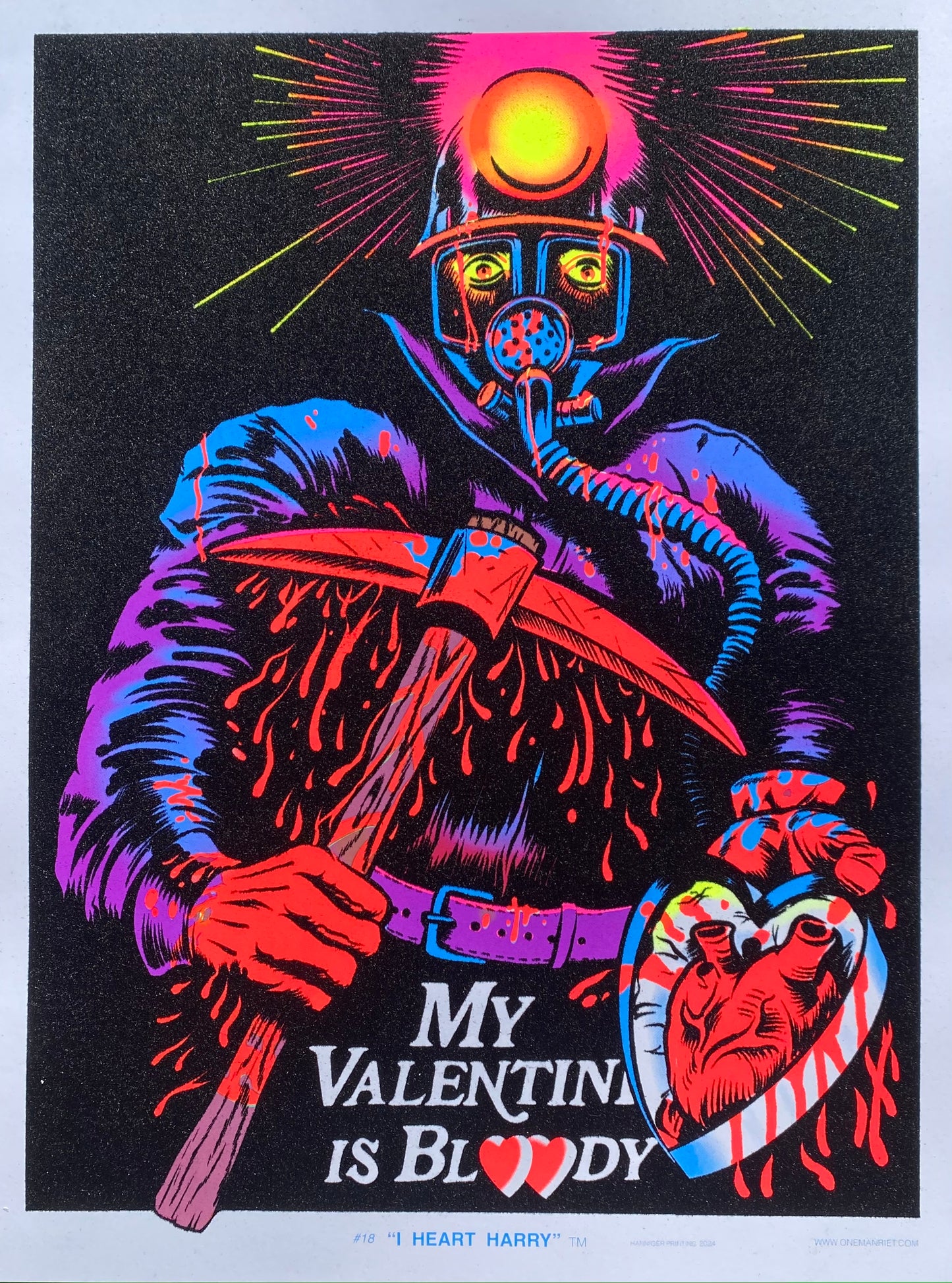 "My Valentine is Bloody" Parody Blacklight Print