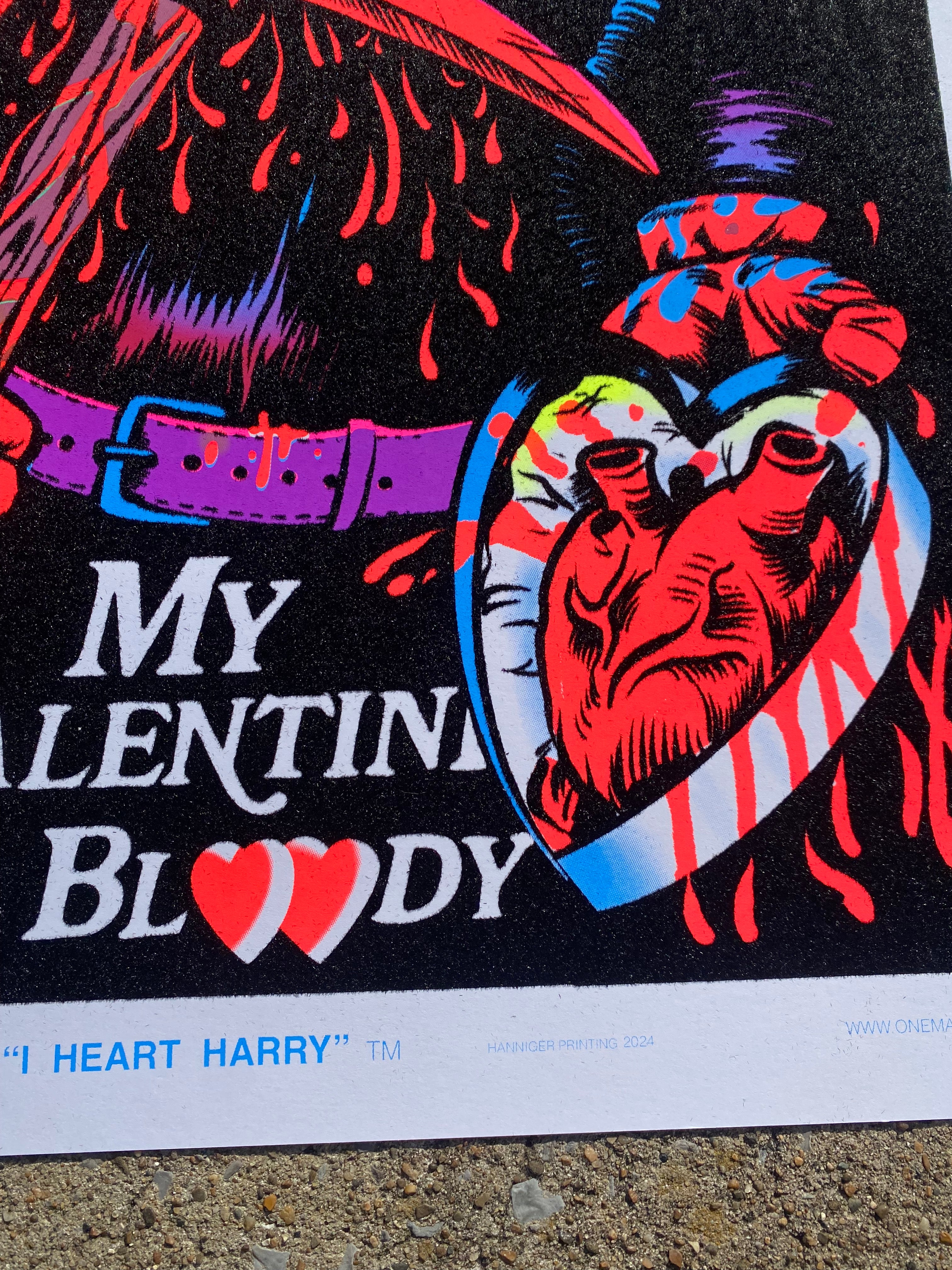 "My Valentine is Bloody" Parody Blacklight Print