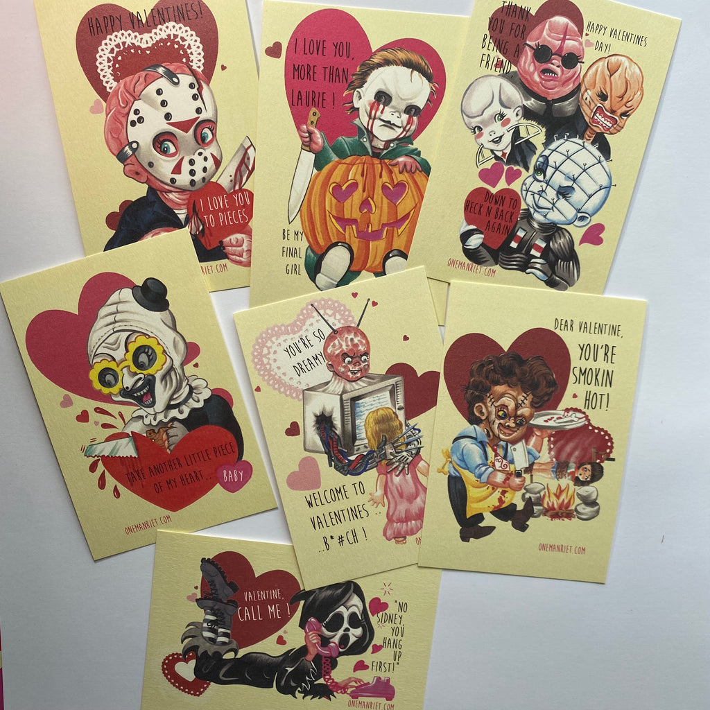 Set 14 Horror Valentines Cards – One Man Riet