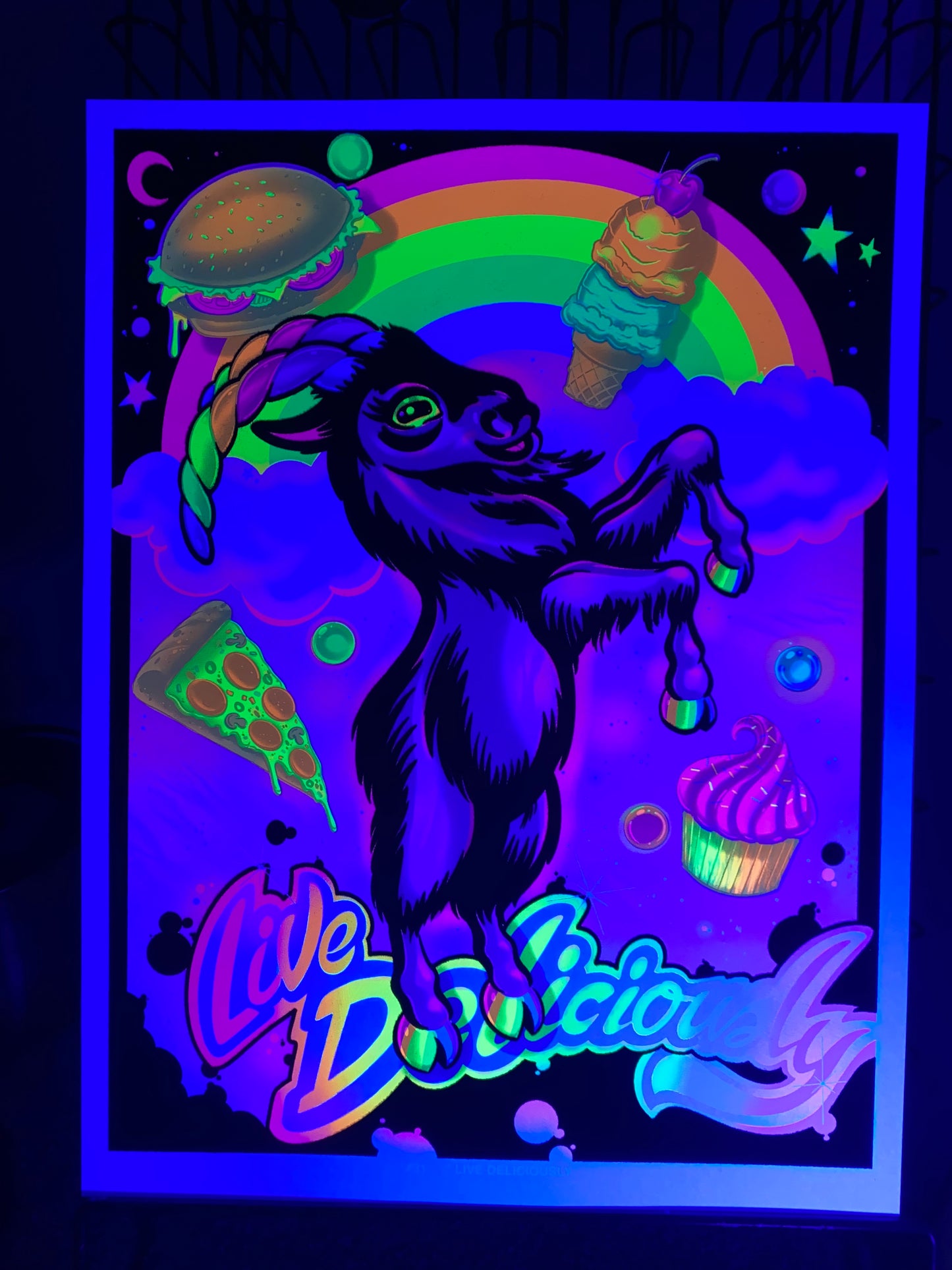 Live Deliciously Blacklight Parody Print