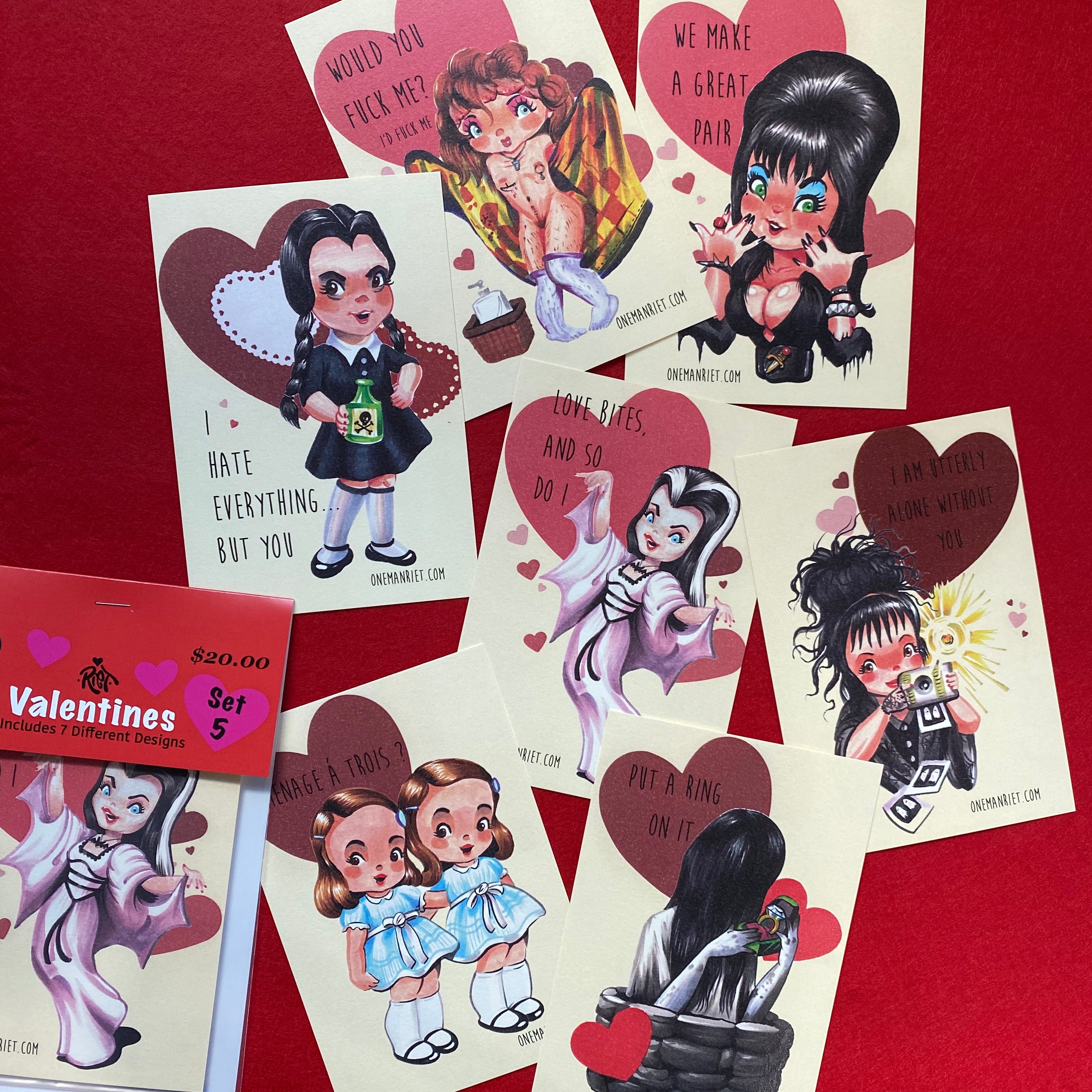 Set 5: Female Horror Valentine Cards
