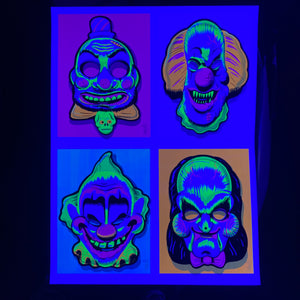 Clown Masks BlackLight Parody Print