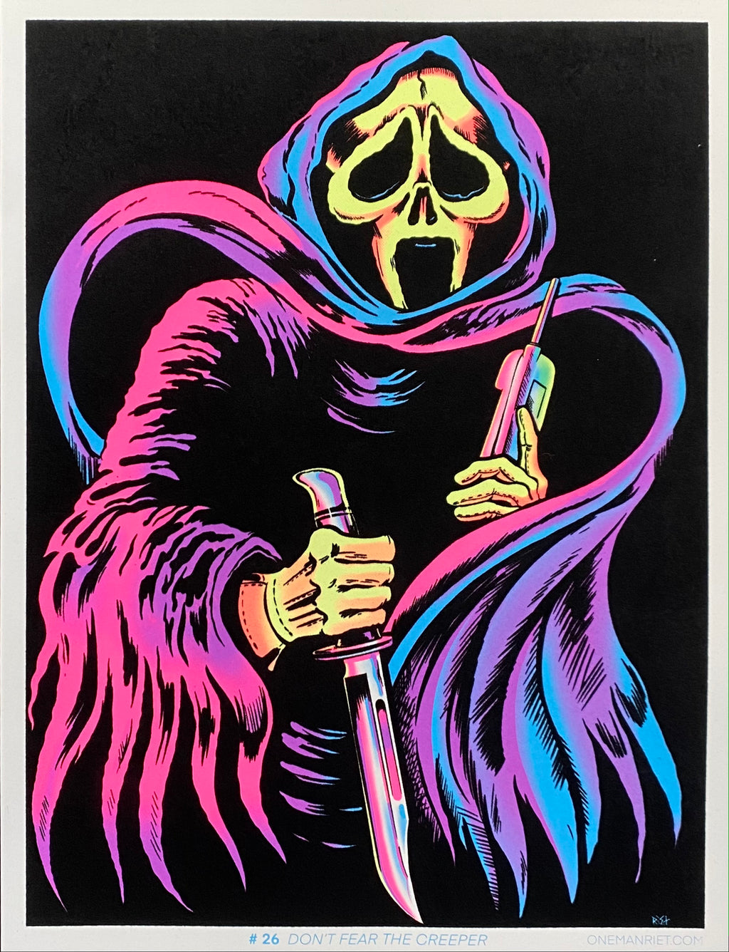 "Don't Fear the Creeper" Blacklight Parody Print